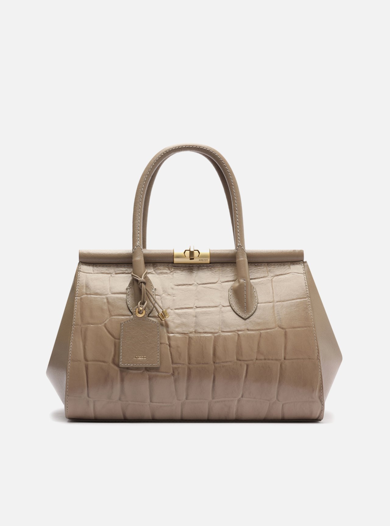 Bolsa Tote Cinza Couro Maxi Croco Grande — foto 1