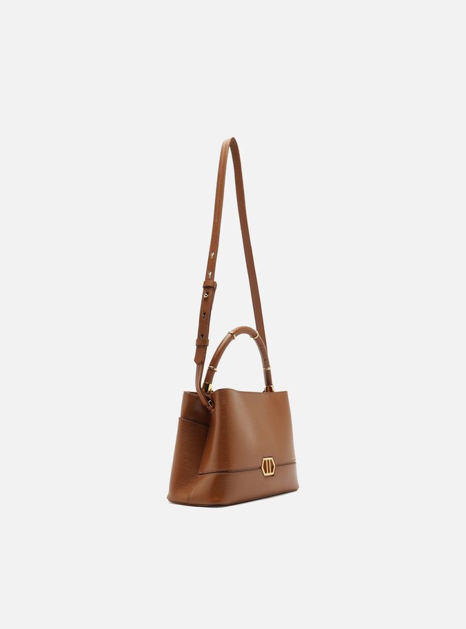 Bolsa Tote Marrom Couro Pequena Anéis