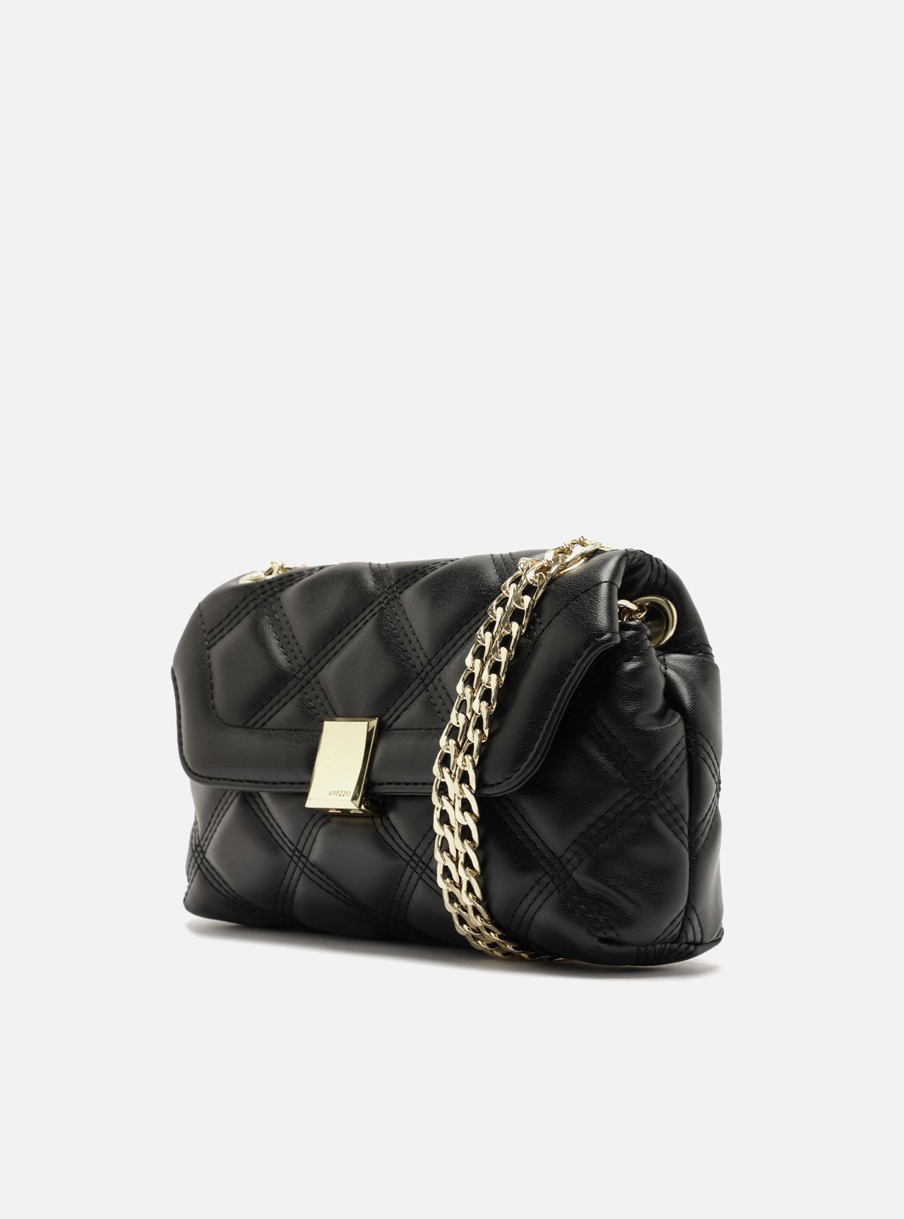 Bolsa Tiracolo Preta Matelassê Pequena Corrente — foto 2
