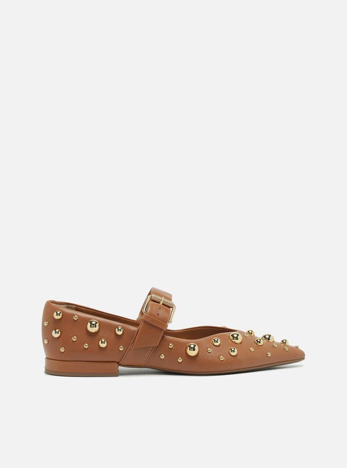 Sapatilha Marrom Couro Maxi Tachas