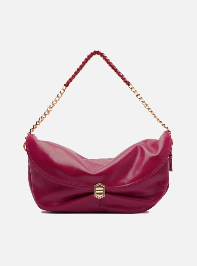 Bolsa Tiracolo Rosa Couro Metais