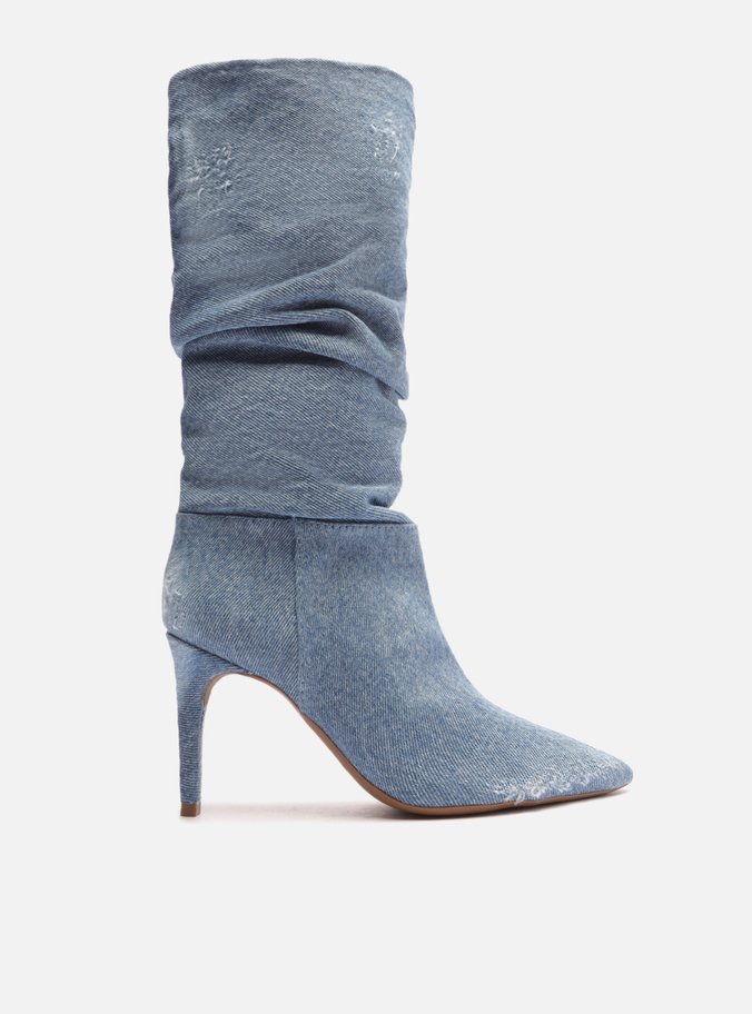 Bota Azul Denim Cano Longo Slouchy Ivy