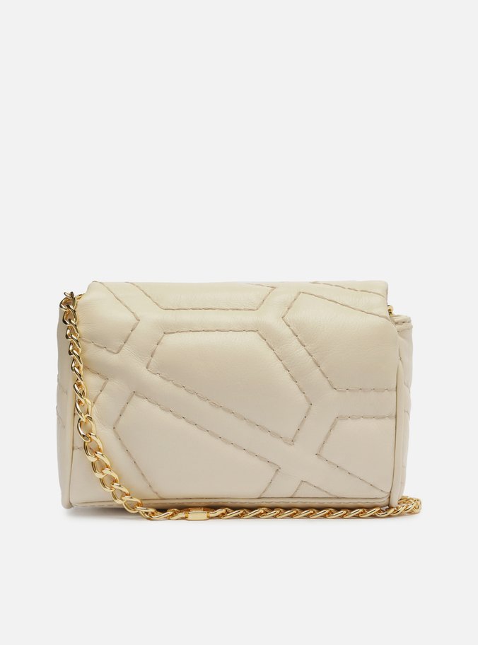 Bolsa Tiracolo Off-White Couro Pesponto Emma Pequena