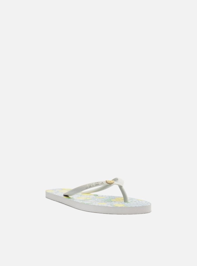 Chinelo de Dedo Branco Estampado Limão