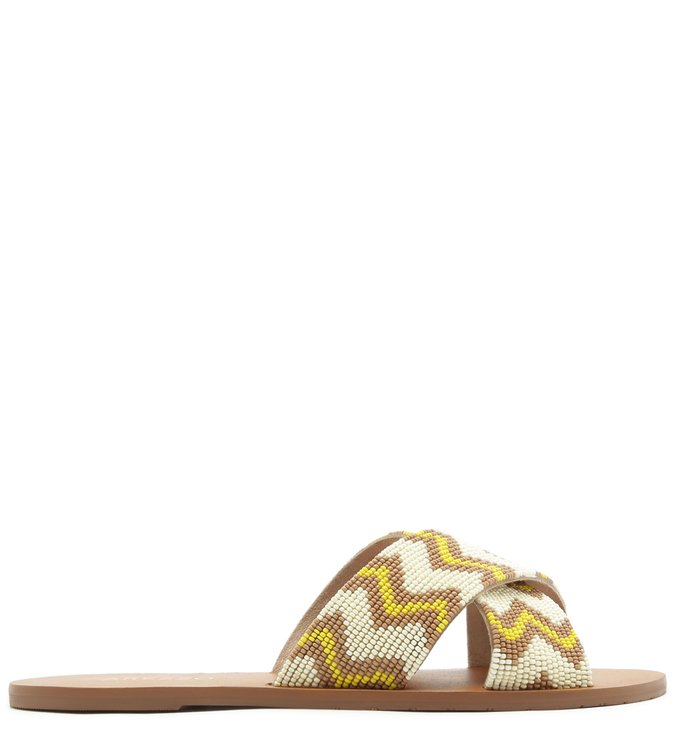 Chinelo Rasteiro Gáspea Miçanga Multi Porcelana