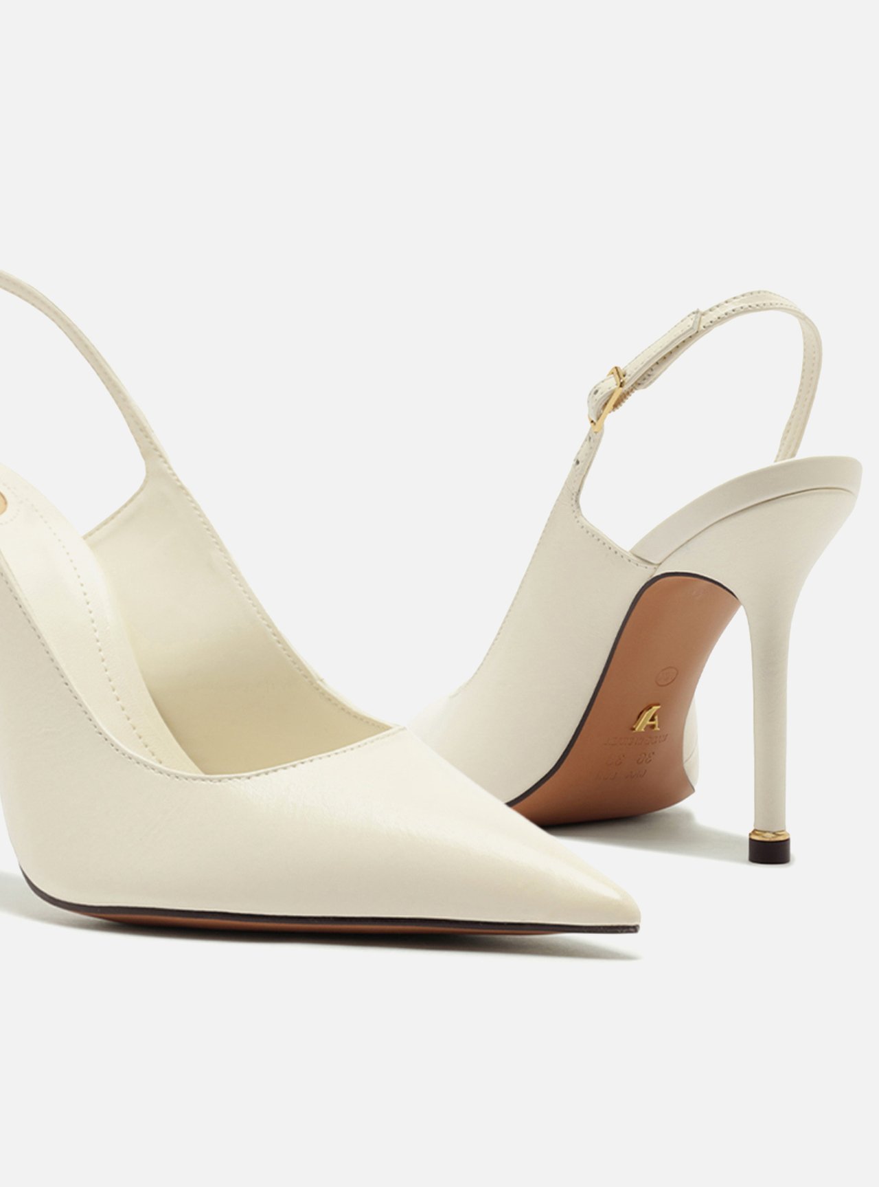 Scarpin Branco Couro Salto Fino Slingback — foto 5