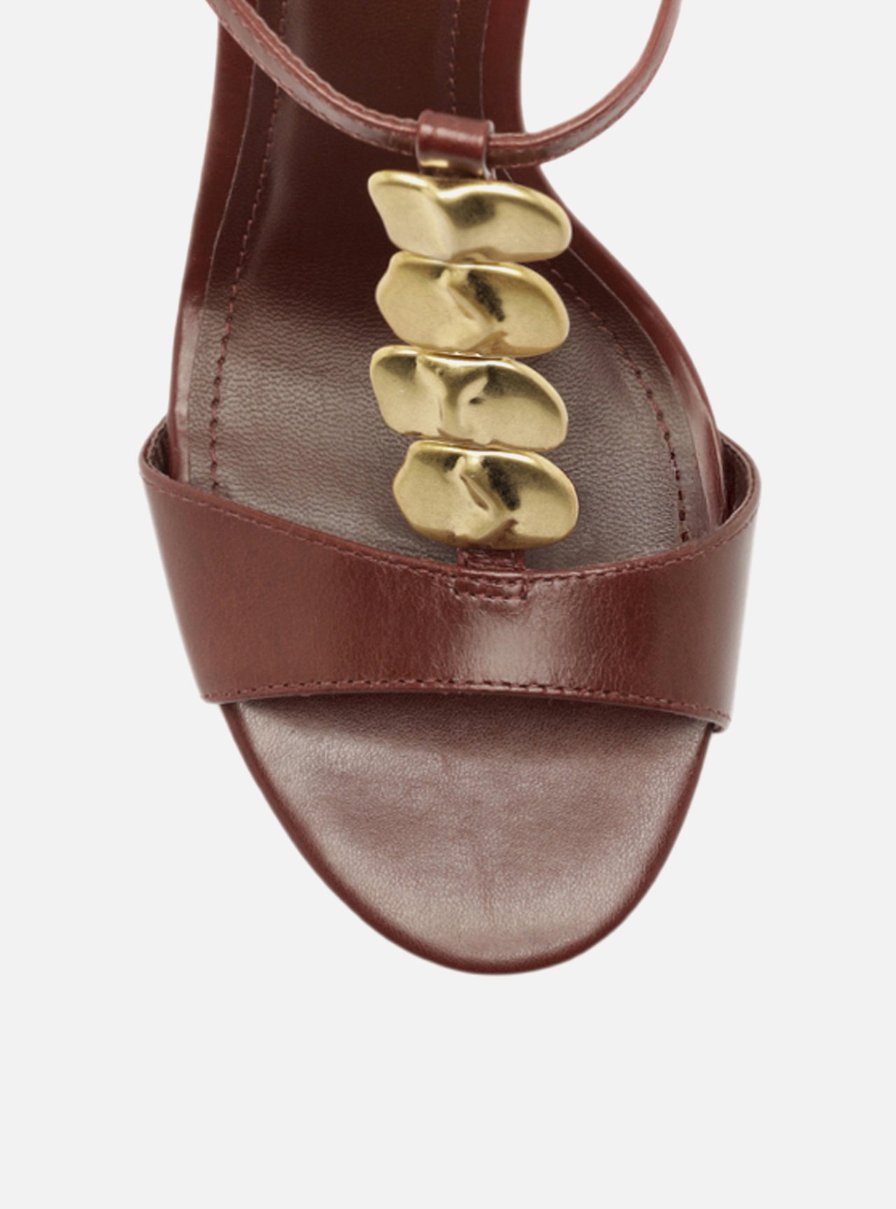 Sandália Vermelha Couro Slingback Salto Fino Metais — foto 5