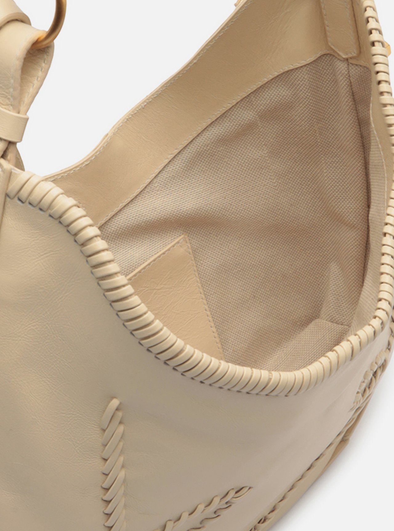 Bolsa Hobo Branca Couro Média Tressê — foto 4