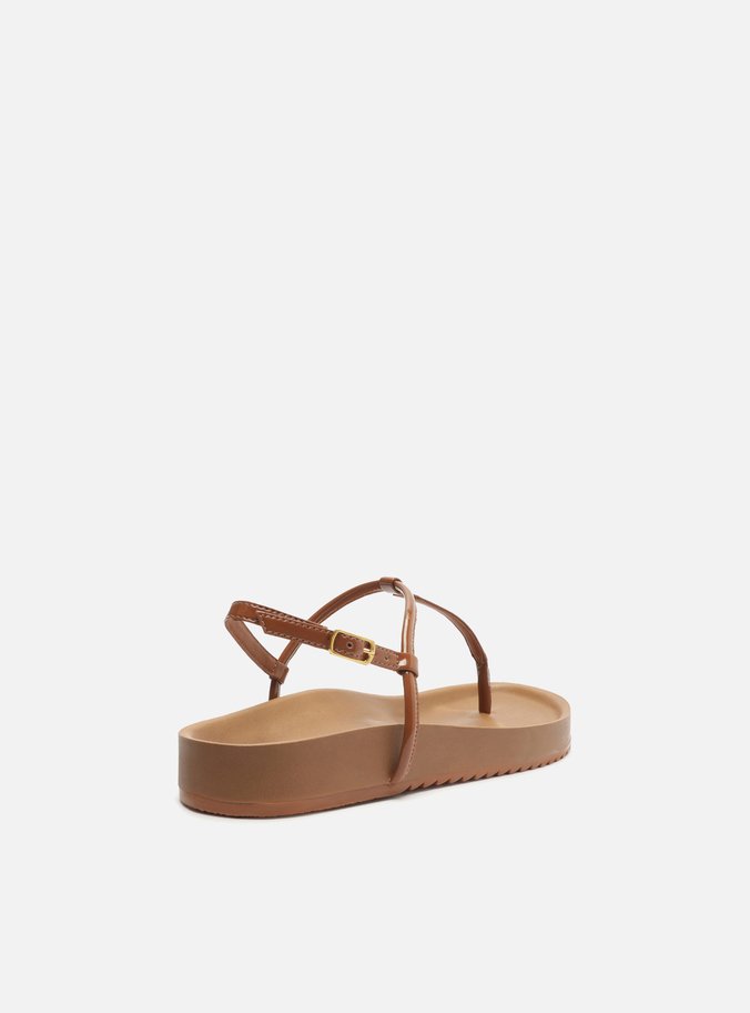 Sandália Papete Marrom Flatform Slim