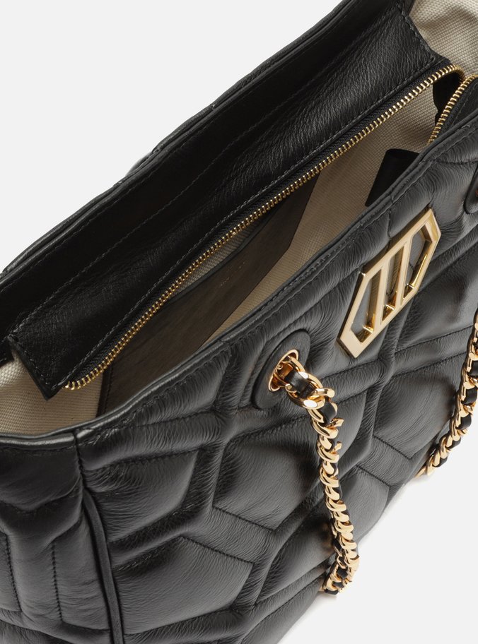 Bolsa Shopping Preta Couro Emma Grande