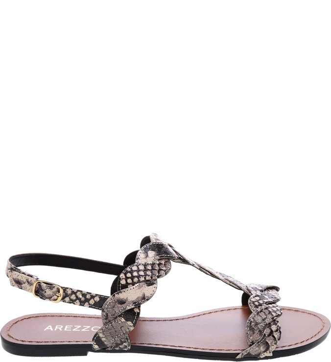 Sandália Rasteira Tiras Animal Print