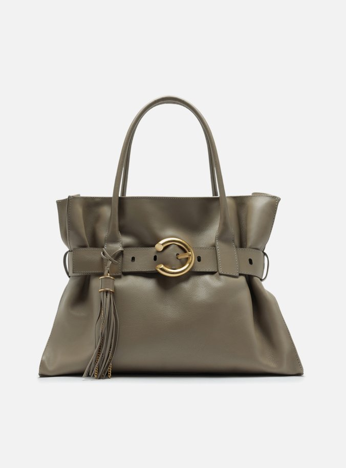 Bolsa Shopping Cinza Couro Isa Grande