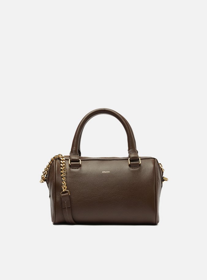 Bolsa Bowling Marrom Couro Matelassê Média
