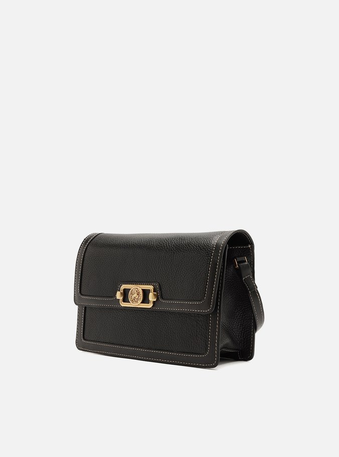 Bolsa Tiracolo Preta Couro  Média
