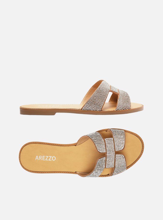 Rasteira Marrom Metalizada Shape H