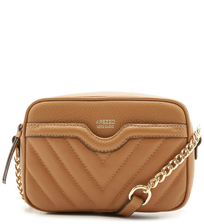 Bolsa Tiracolo Couro Tiras Pequena Marrom