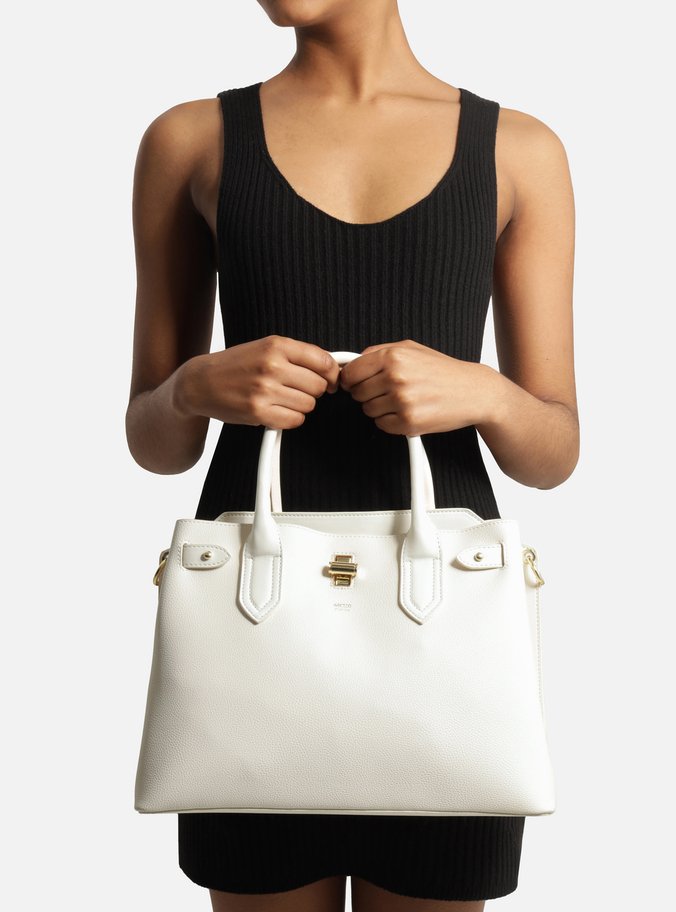 Bolsa Tote Off-White Texturizada Grande Metal