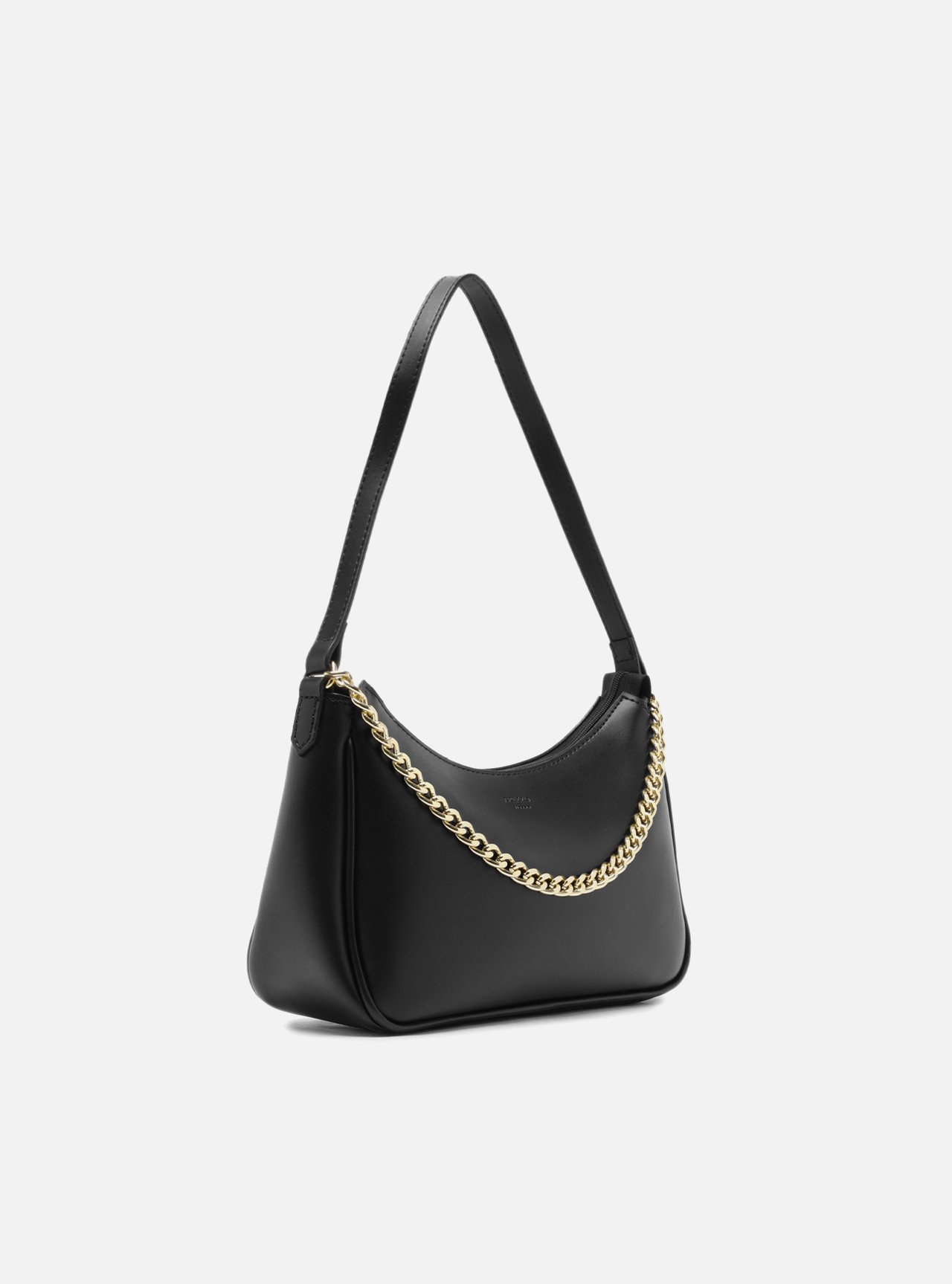 Bolsa Shoulder Preta Pequena Corrente Dourada — foto 5
