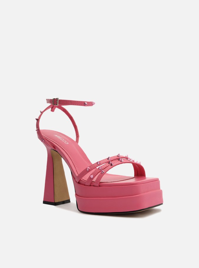 Sandália Rosa Meia Pata Bico Quadrado Spikes