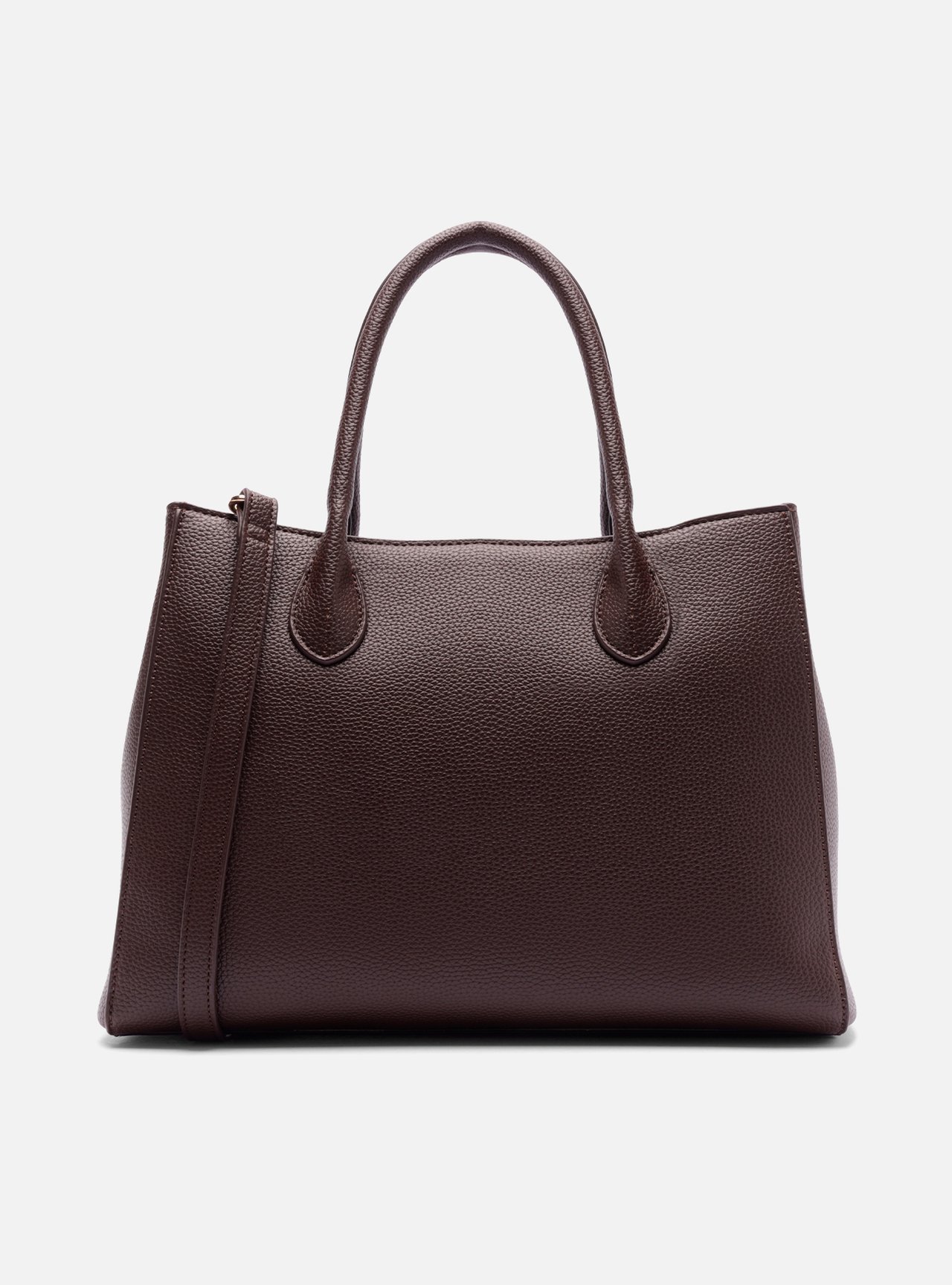 Bolsa Tote Marrom Grande Granulada Metais — foto 3
