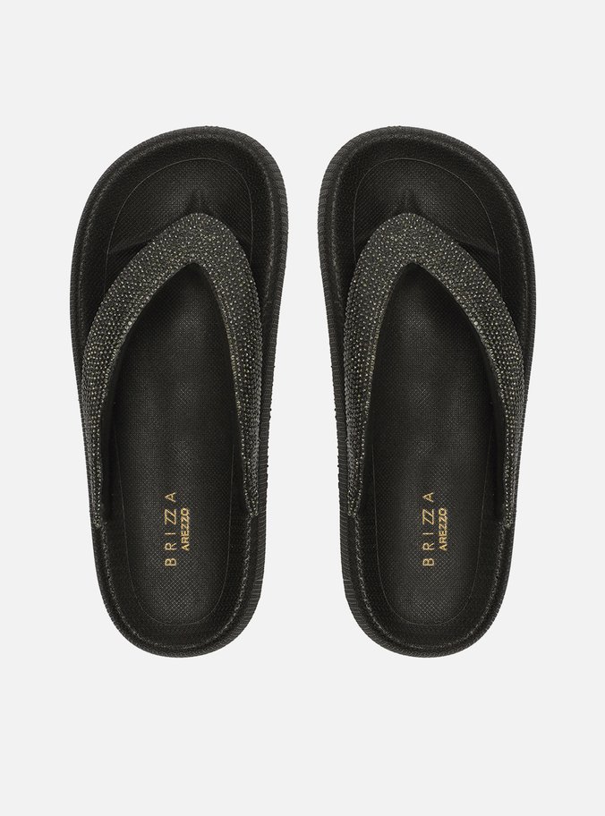 Chinelo de Dedo Preto Kioto Strass