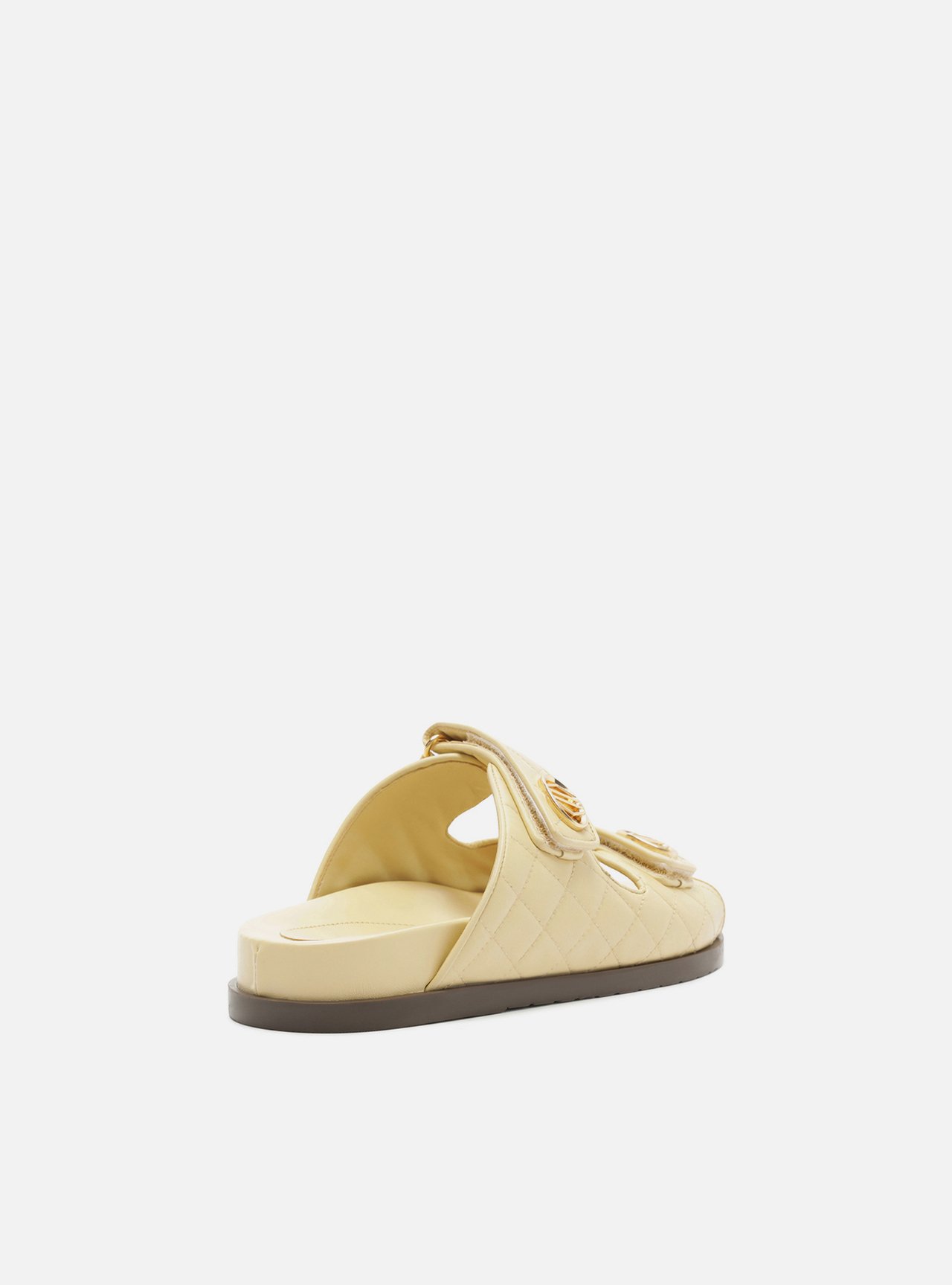 Sandália Papete Amarela Couro Flatform Matelassê — foto 3