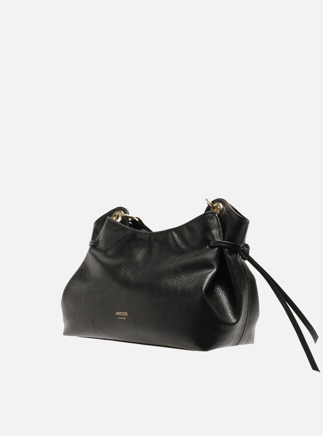 Bolsa Tiracolo Preta Média Franzida — foto 2