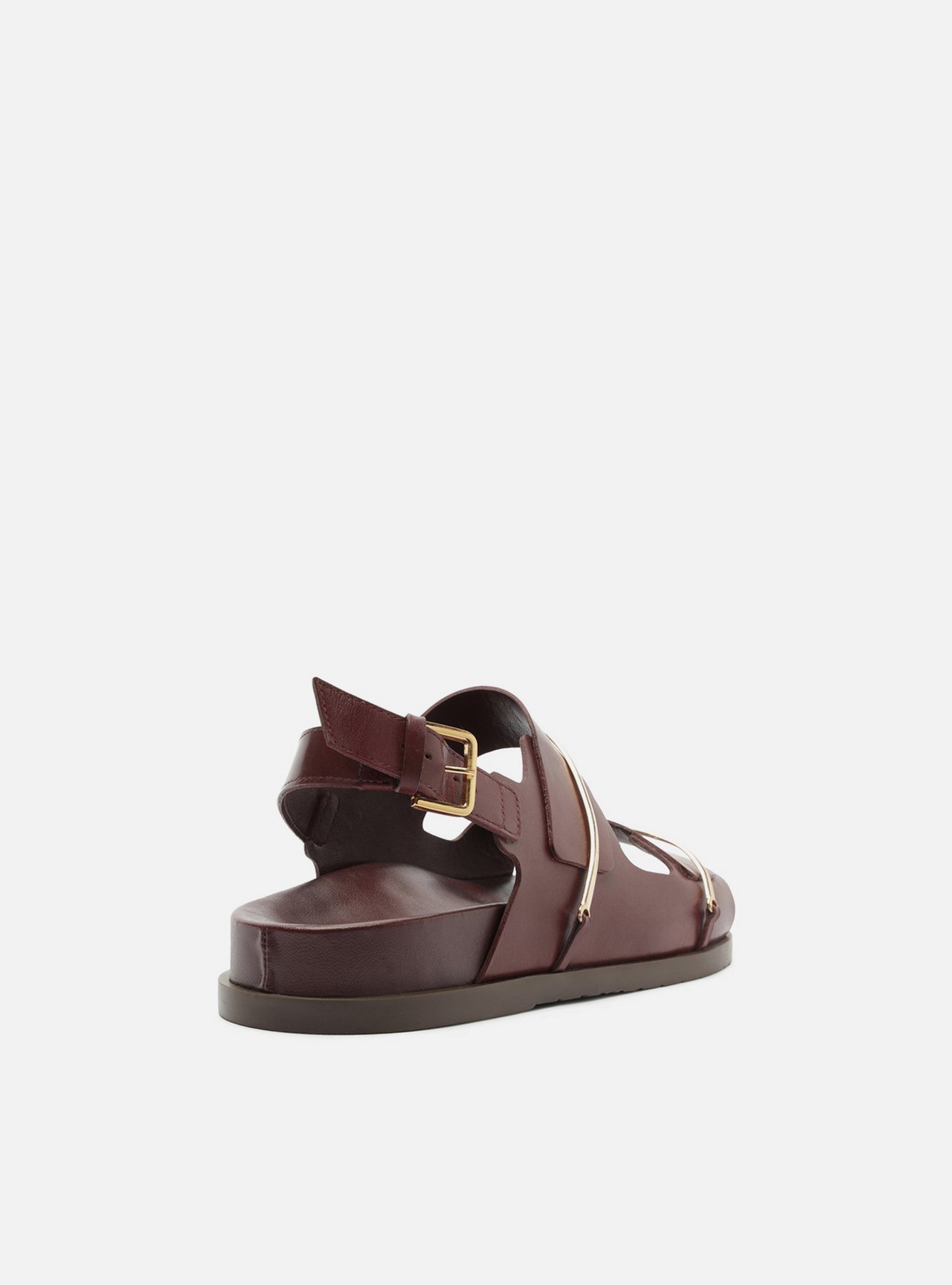 Sandália Papete Bordô Flatform Metais Dourados — foto 3