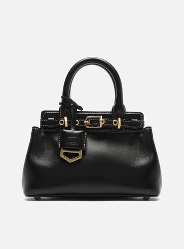 Bolsa Tote Preta Couro Pequena Bag Charm Victória