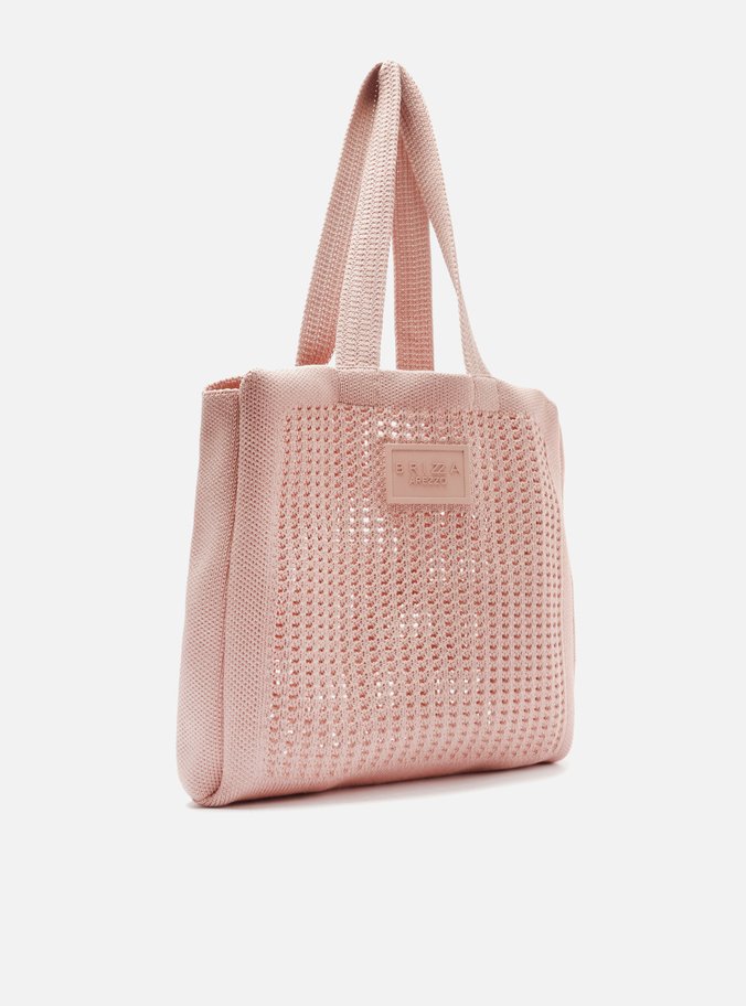 Bolsa Shopping Rosa Blush Crochê Mônaco Grande