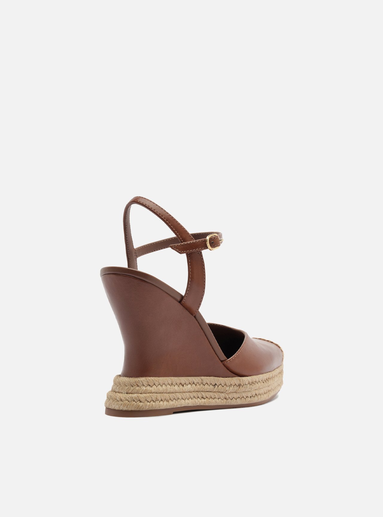 Sandália Anabela Espadrille Marrom Plataforma Fivela Tressê Slingback — foto 3