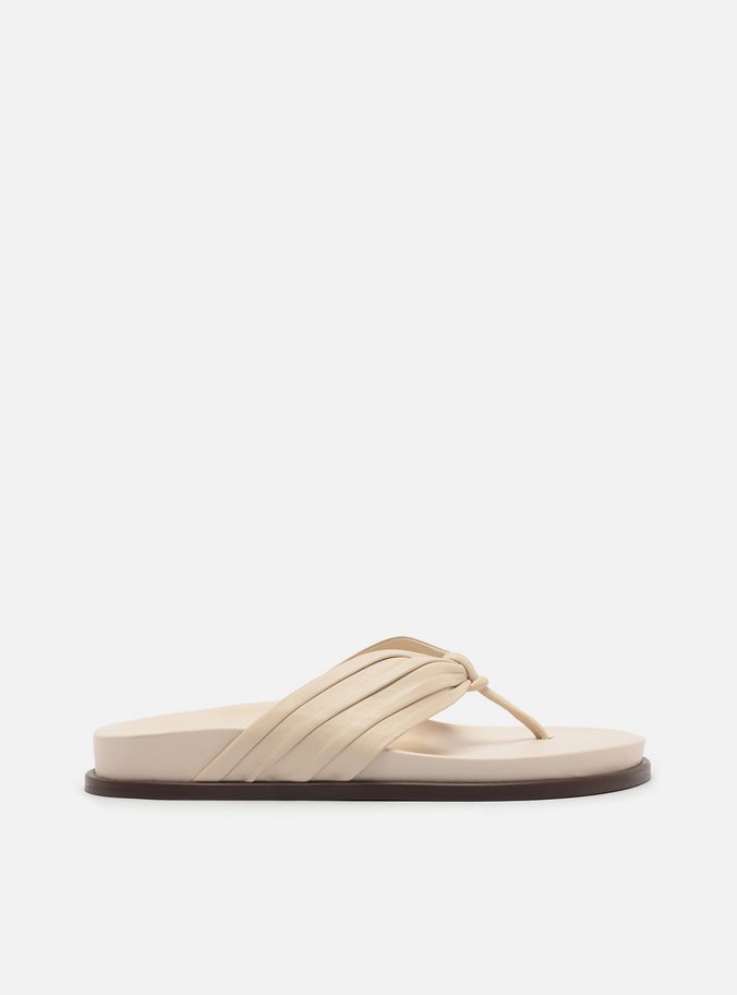 Sandália Papete Off White Flatform Tira V