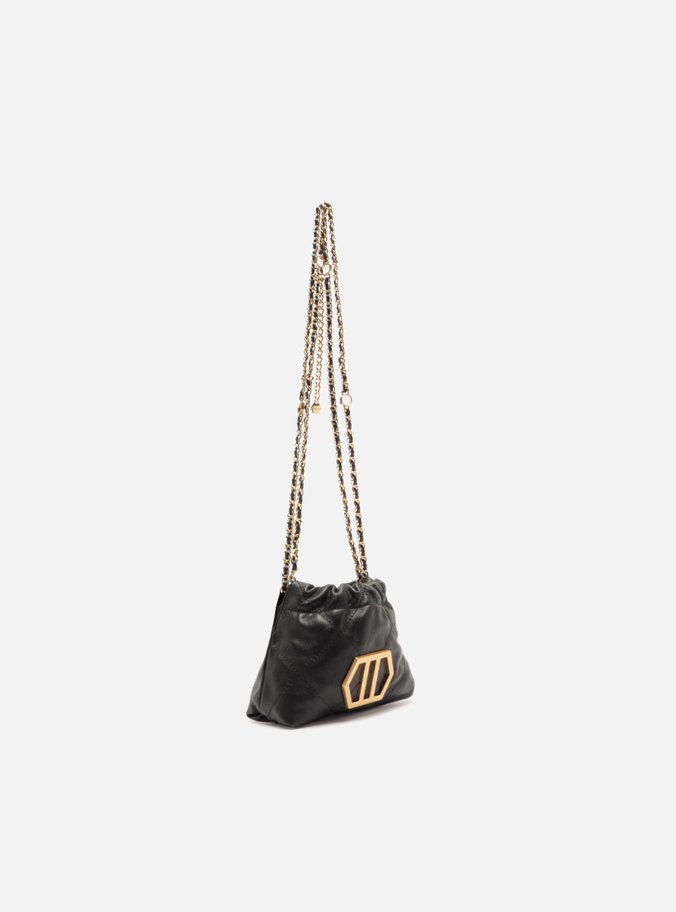 Bolsa Tiracolo Preta Couro Esther Pequena