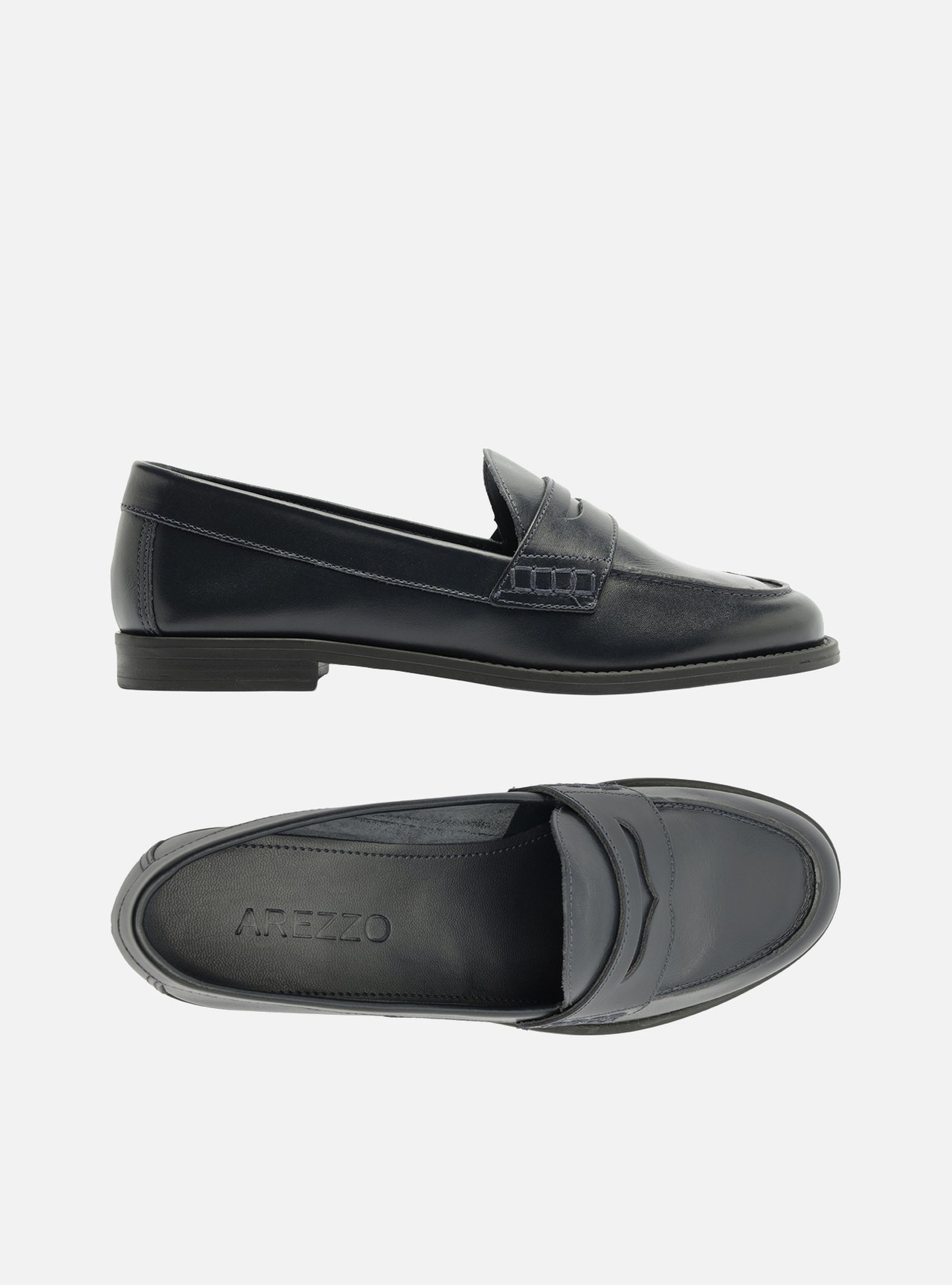 Mocassim Azul Marinho Couro Bico Redondo Tira Classic — foto 5