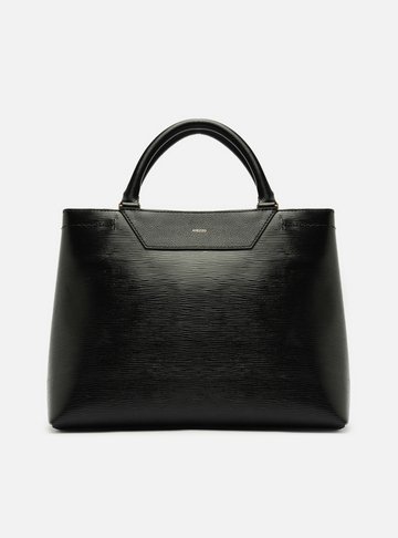 Bolsa Tote Preta Couro Textura Grande