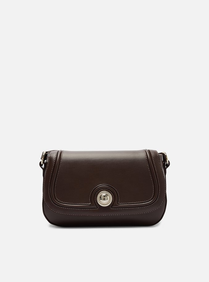 Bolsa Tiracolo Marrom Média Detalhe Metal