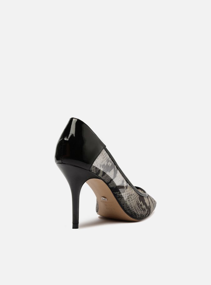 Scarpin Snake Tela Salto Alto Fino