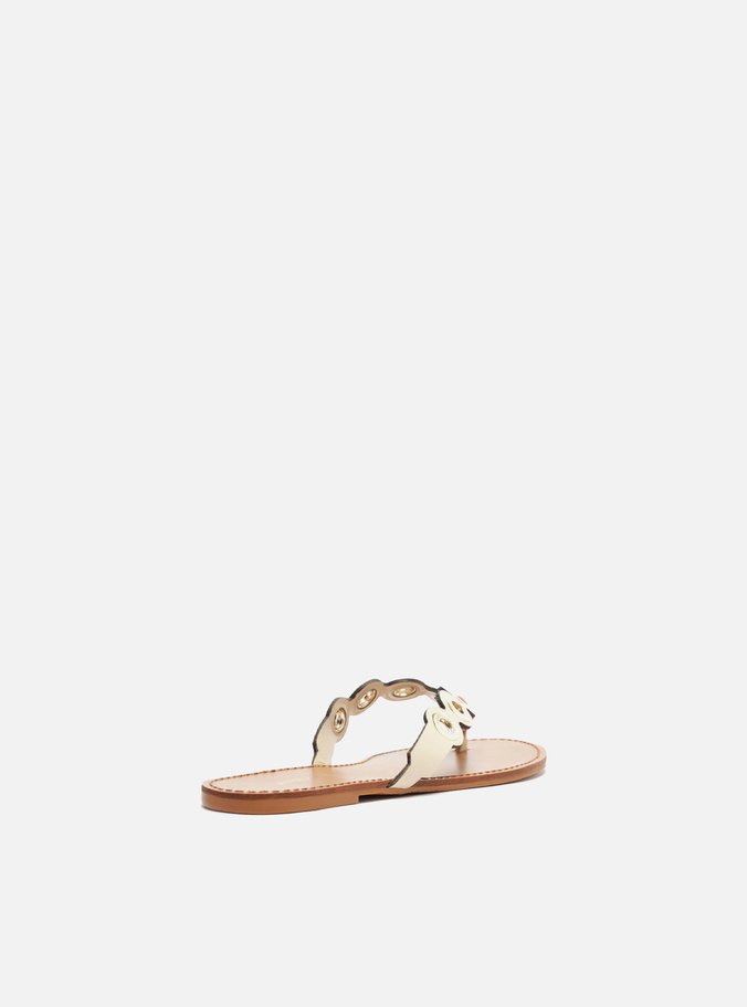 Rasteira Off-White Bico Redondo Argolas