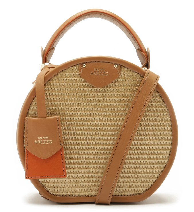 Bolsa Tiracolo Ráfia Thaila Pequena Natural e Natural Wood