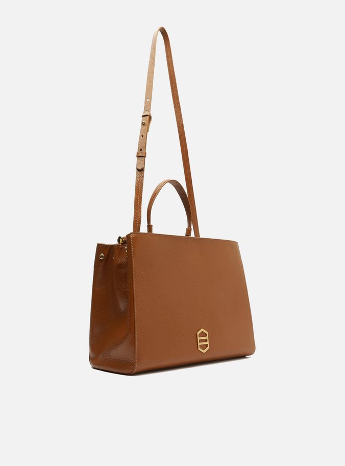 Bolsa Tote Marrom Couro Grande Alças