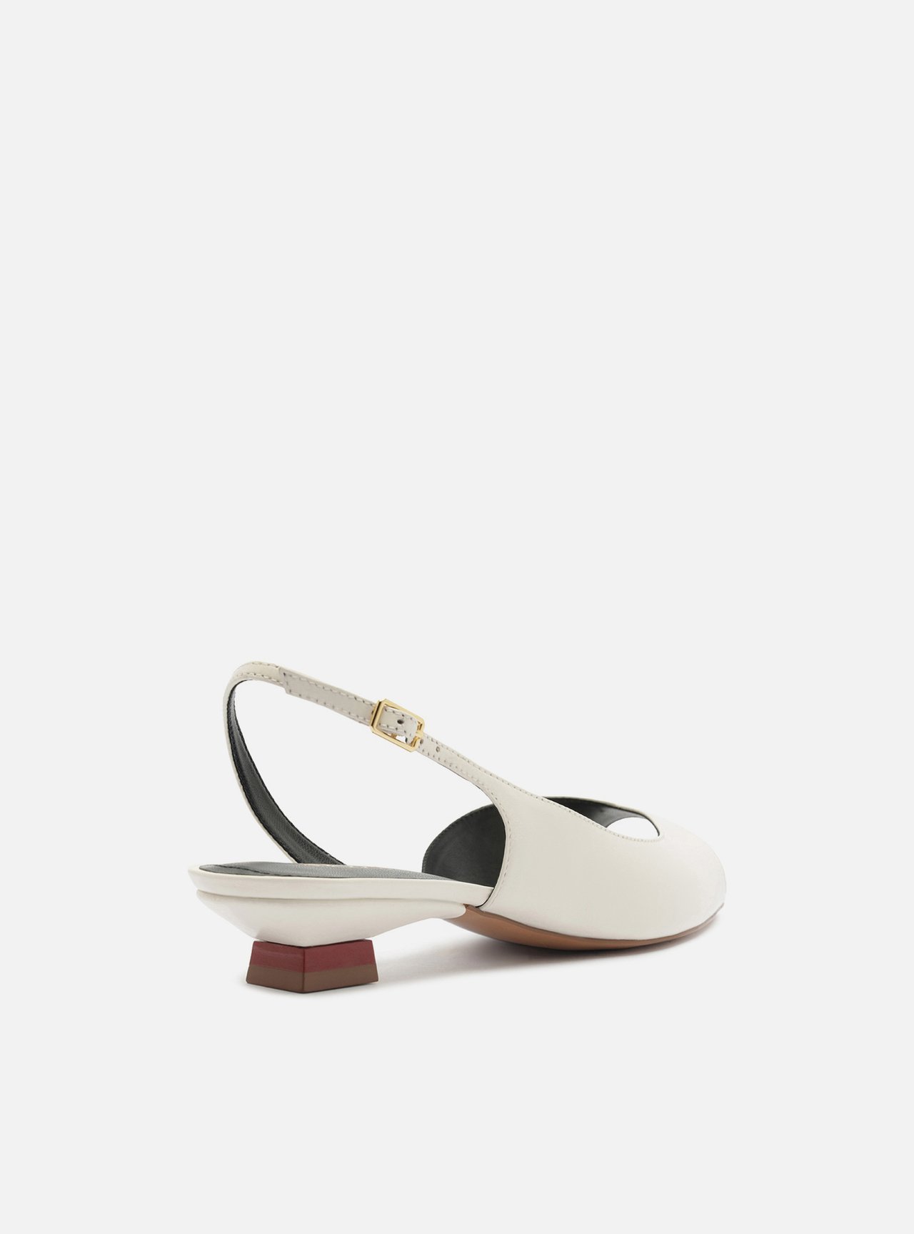 Scarpin Branca Couro Salto Bloco Slingback — foto 3