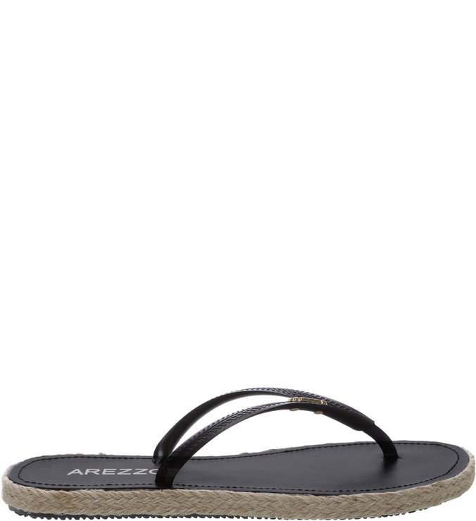 Chinelo  Revestido  Cordas Trançadas Preto