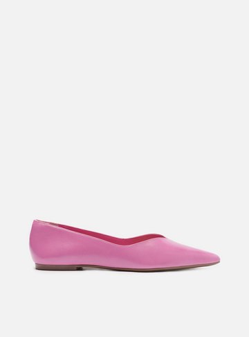 Sapatilha Rosa Couro Bico Fino Minimal