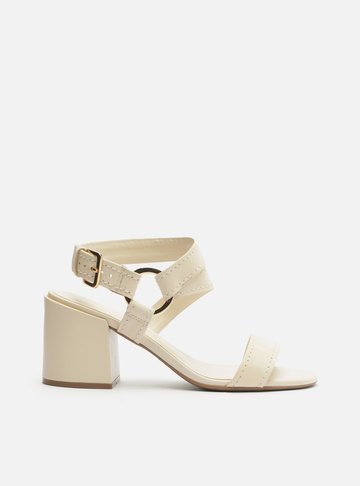 Sandália Off-White Couro Salto Bloco Lenny Niemeyer