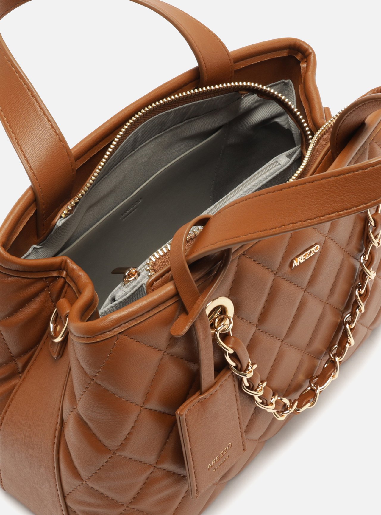 Bolsa Tote Marrom Média Matelassê Corrente — foto 4