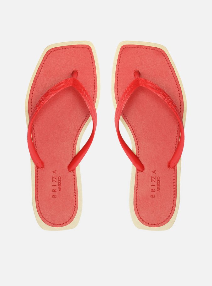 Chinelo Vermelho Bico Quadrado Brizza