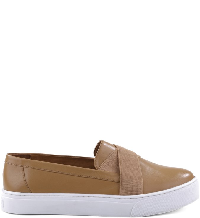 Slip-on Elástico e Couro Palha