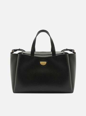 Bolsa Tote Preta Grande Tag Metal