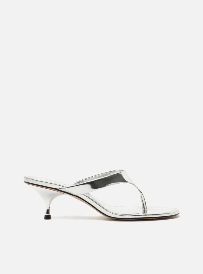 Sandália Prata Salto Kitten Prata Tira Thong TIG