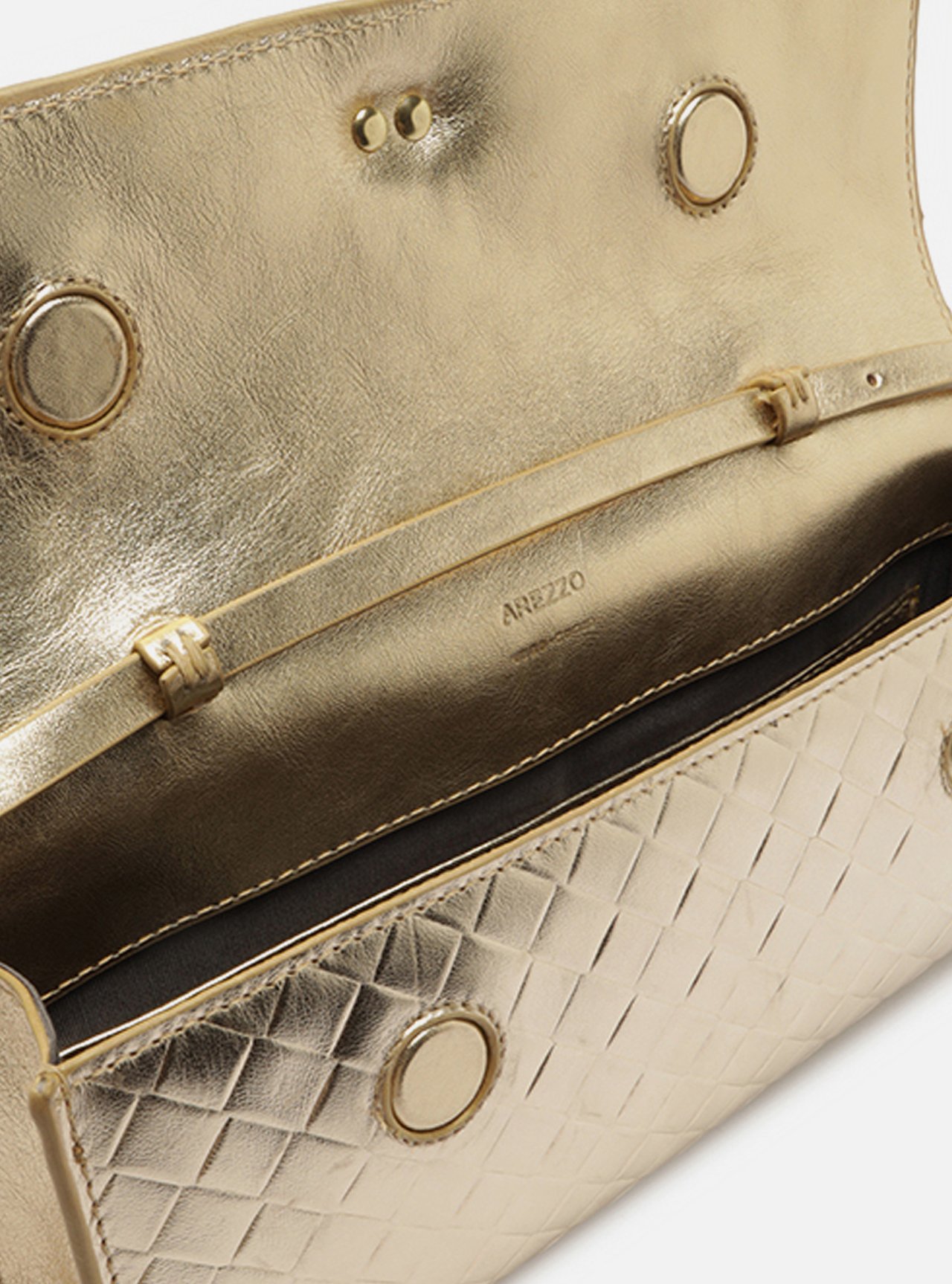Bolsa Tiracolo Dourada Couro Média Tressê — foto 4
